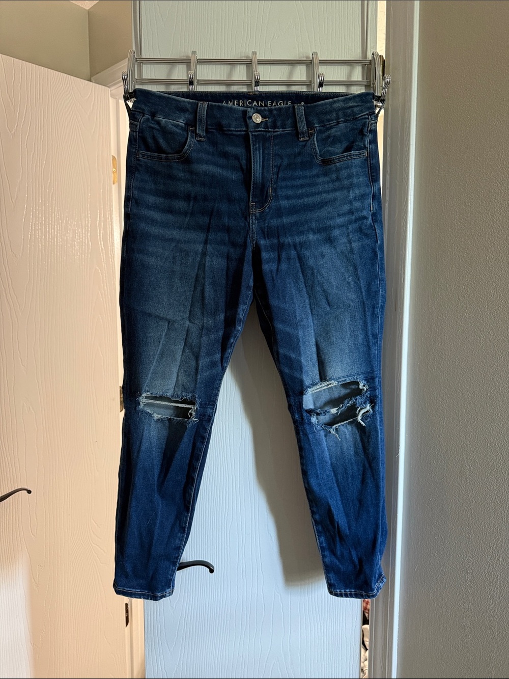 American Eagle Outfitters Dark Blue Distressed Jeans